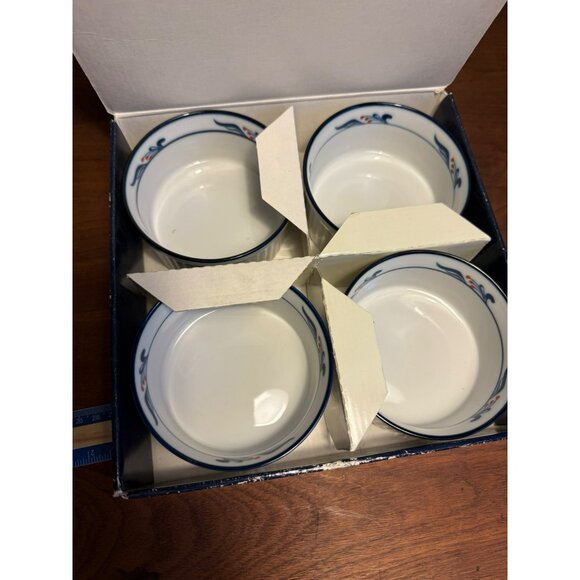 Dansk Bistro Cooks Collection Set Of Four Ramekins Maribo Pattern 4.5" Ceramic B - Picture 8 of 13